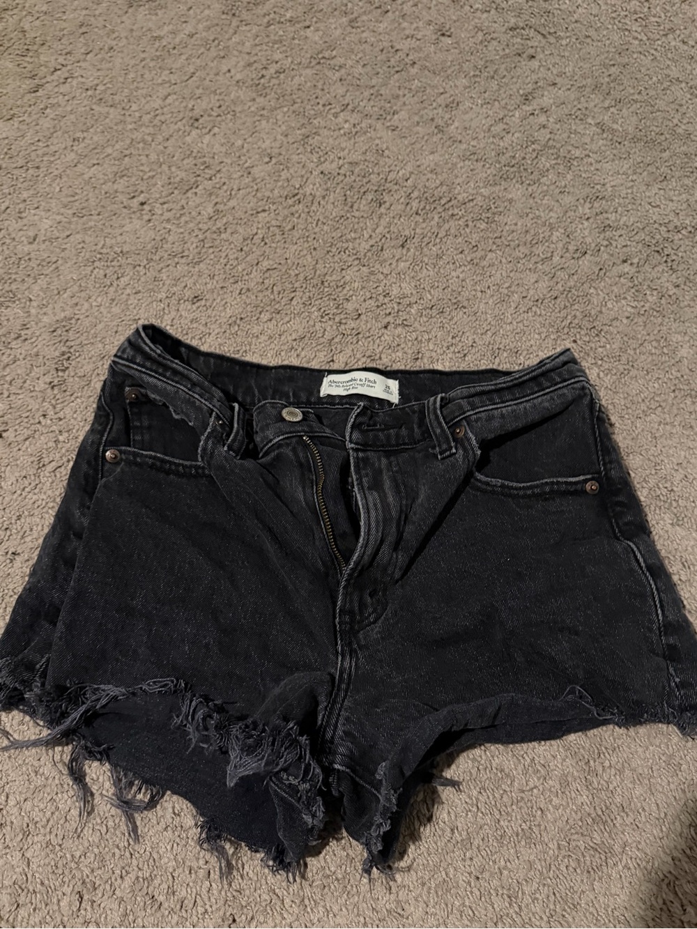 Abercrombie & Fitch Black Denim 90s cut off high rise shorts
